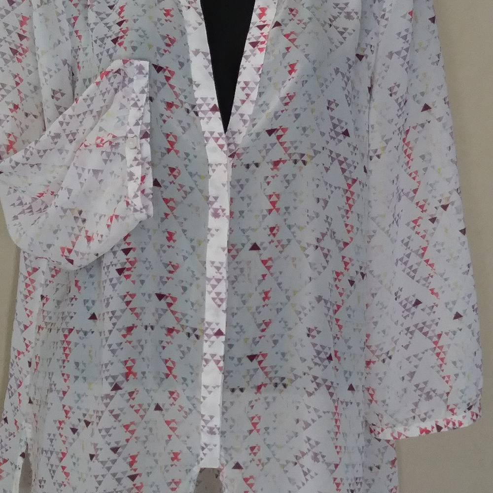 Ladies button down top with color triangles
